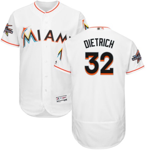 Men's Majestic Miami Marlins Derek Dietrich Game White Home 2017 ...